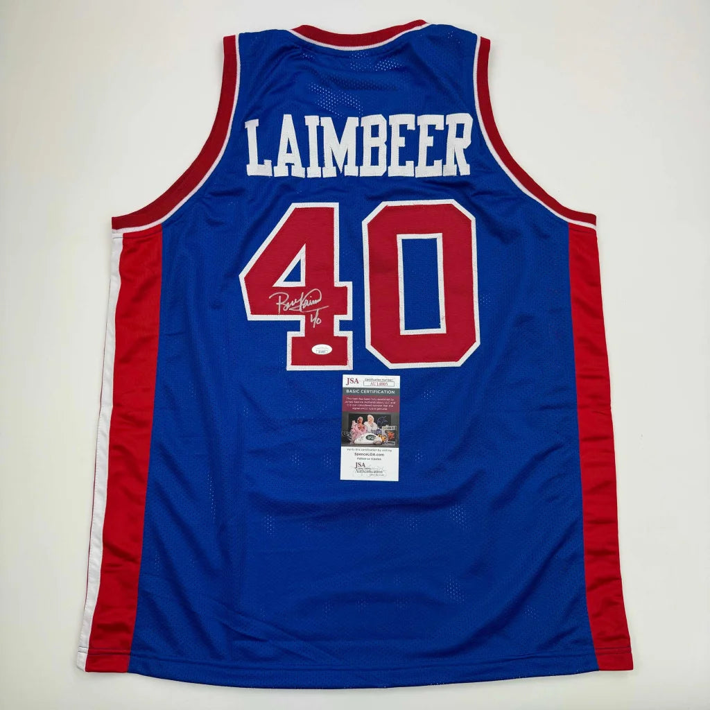 Autographed Bill Laimbeer Detroit Blue Basketball Jersey JSA COA | Hall of Fame Sports Memorabilia | vintageantiquesgifts.com