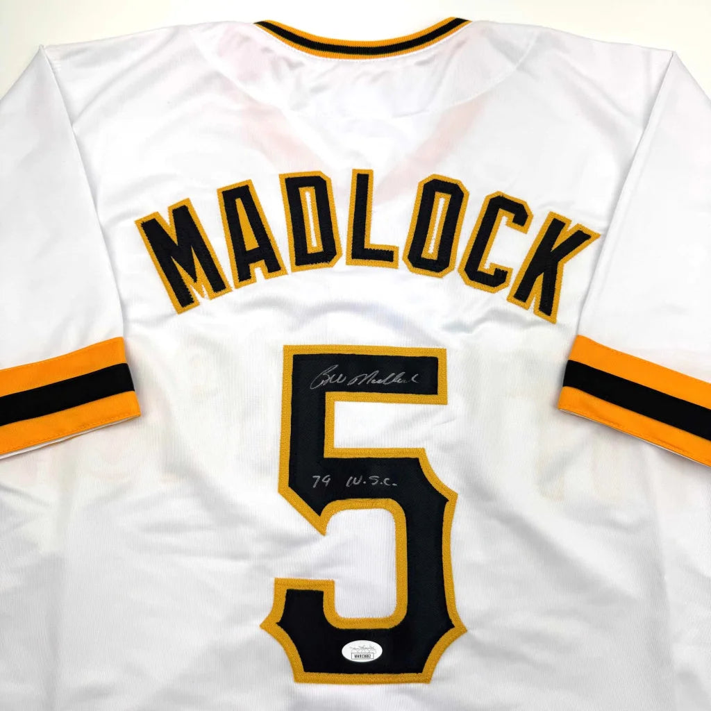 Autographed Bill Madlock Pittsburgh white custom jersey back, JSA COA