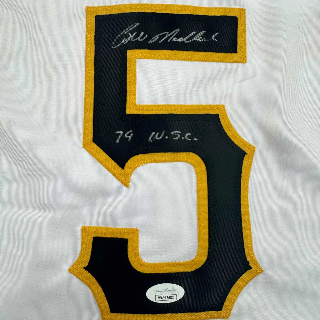 Autographed Bill Madlock black gold 5 patch on Pittsburgh custom jersey JSA COA