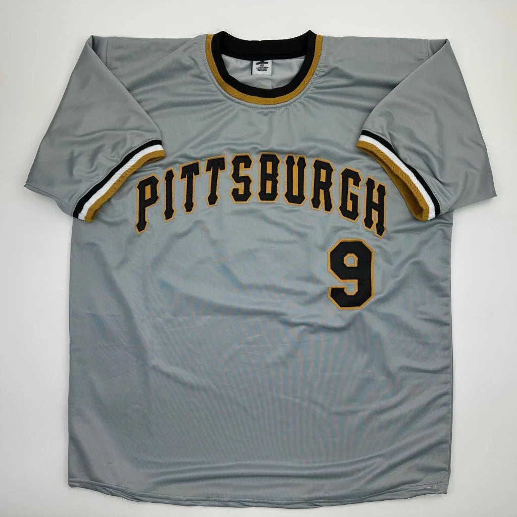 Gray short-sleeve custom jersey with PITTSBURGH 9 for professional sports league fans