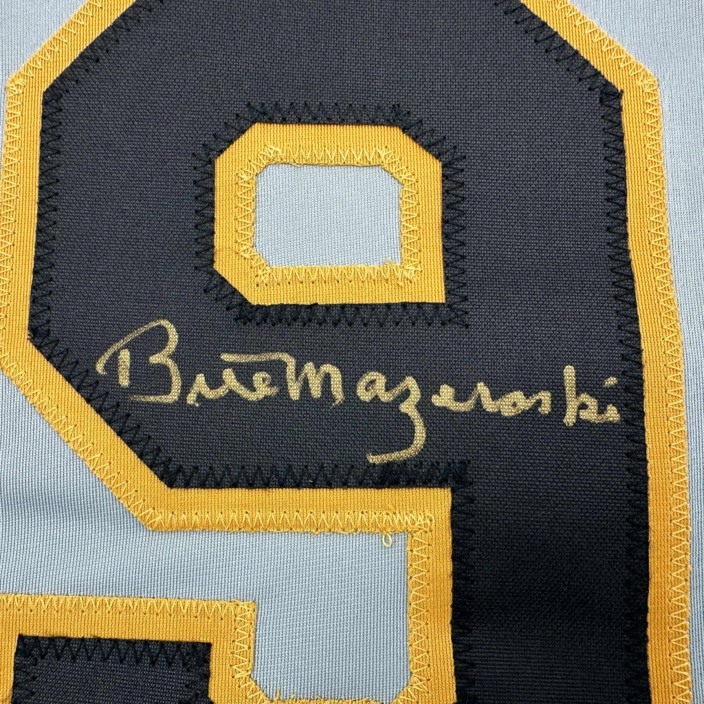 Autographed custom jersey with number 9 from professional sports league Mazeroski