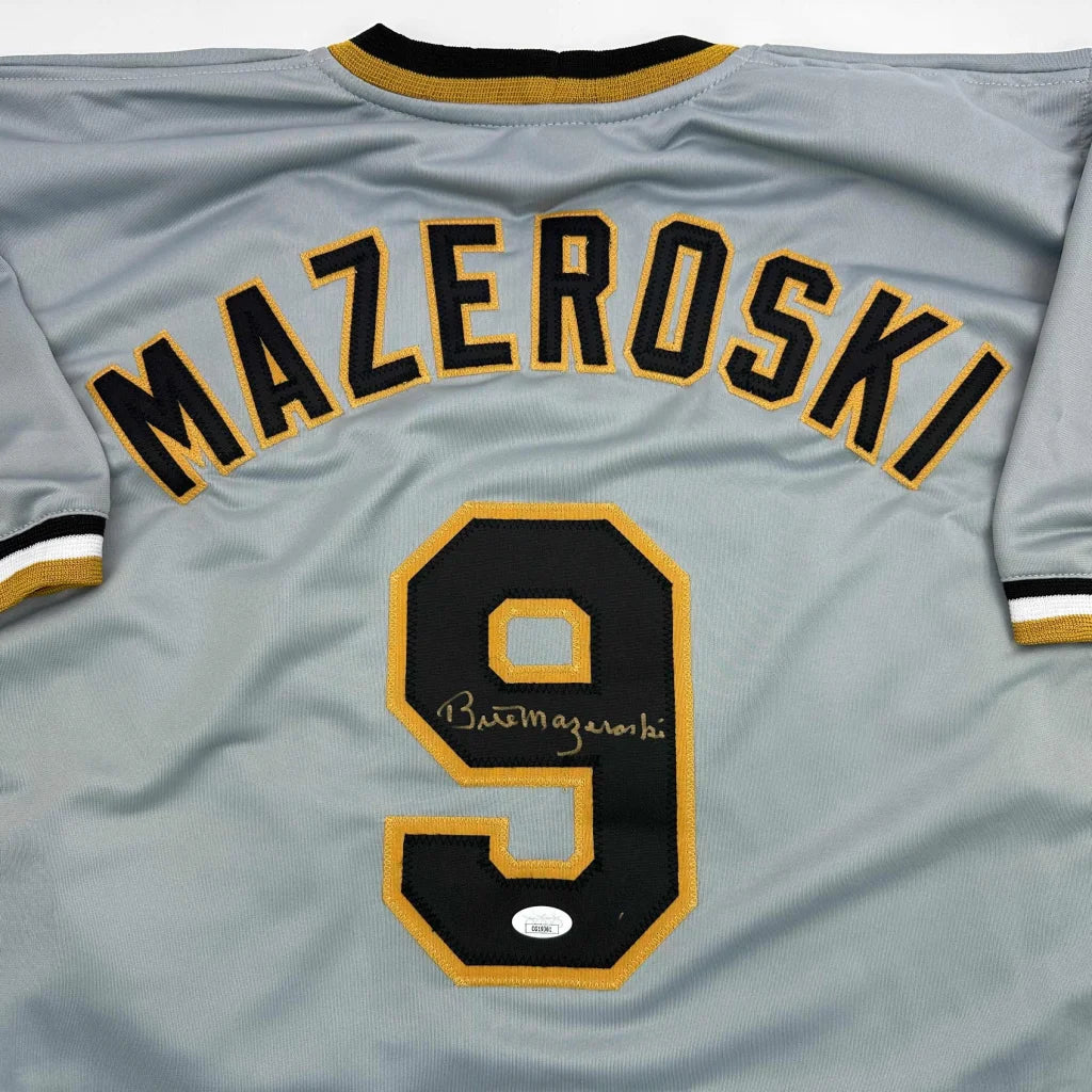 Gray custom jersey with Mazeroski 9 autographed for professional sports league fans