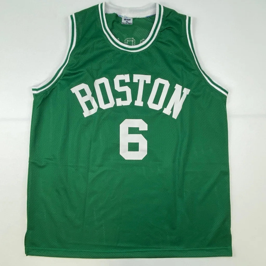 Autographed Bill Russell green Boston Celtics custom jersey with number 6