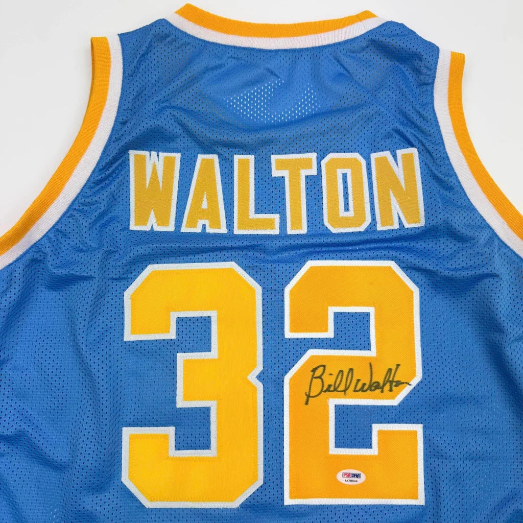 Autographed Bill Walton UCLA blue mesh basketball jersey, name Walton number 32, JSA COA