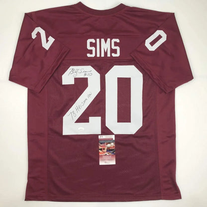 Autographed Billy Sims 78 Heisman Oklahoma Maroon College Football Jersey JSA COA | Hall of Fame Sports Memorabilia | vintageantiquesgifts.com