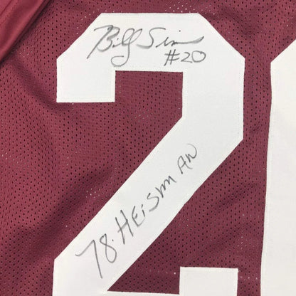 Autographed Billy Sims 78 Heisman Oklahoma Maroon College Football Jersey JSA COA | Authenticated Signed Sports Jersey | vintageantiquesgifts.com