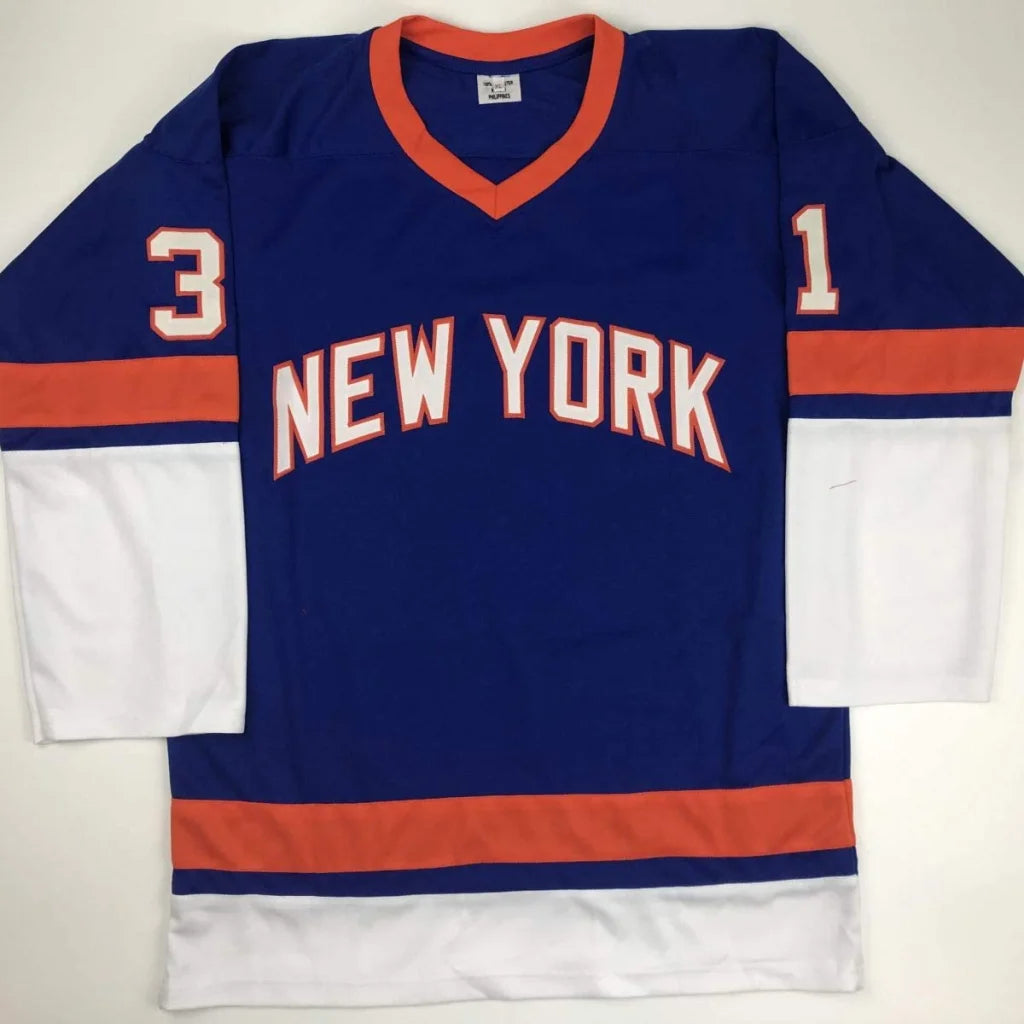 Autographed Billy Smith New York Blue Hockey Jersey JSA COA | Authenticated Signed Sports Jersey | vintageantiquesgifts.com