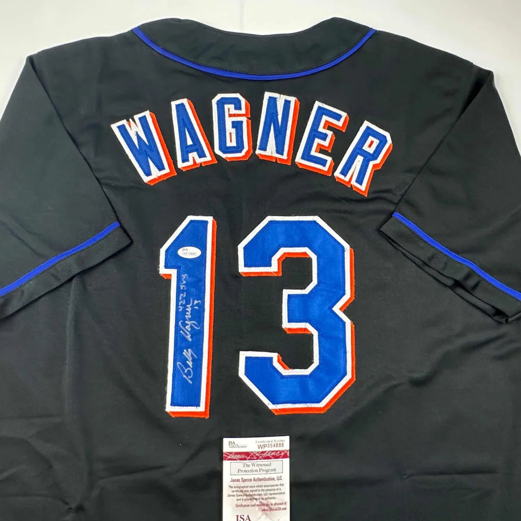 Black Billy Wagner custom jersey signed by pro sports league star with 13 on back