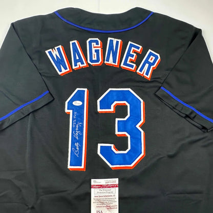 Black Billy Wagner custom jersey signed by pro sports league star with 13 on back