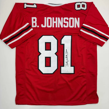 Autographed/Signed Billy White Shoes Johnson Atlanta Red Football Jersey JSA COA