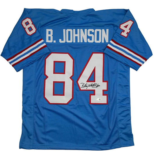 Autographed Billy White Shoes Johnson Tennessee retro light blue custom jersey