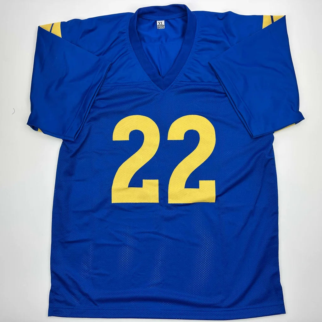 Blue custom jersey with yellow 22 number from a professional sports league collectible