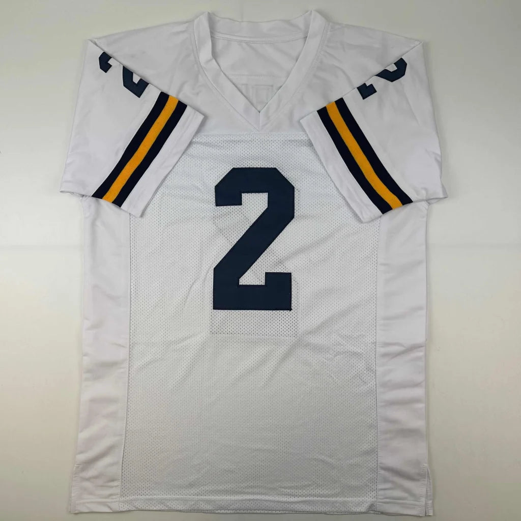 Autographed Blake Corum Michigan White College Football Jersey Beckett BAS COA | Authenticated Signed Sports Jersey | vintageantiquesgifts.com