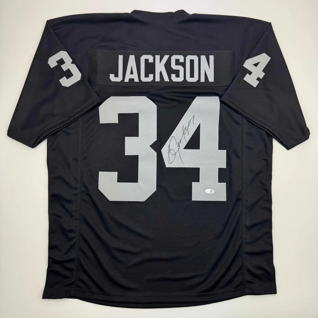 Autographed Bo Jackson Oakland Black Football Jersey JSA COA | Hall of Fame Sports Memorabilia | vintageantiquesgifts.com