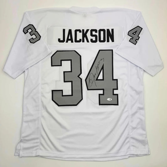 Autographed Bo Jackson Oakland White Color Rush Football Jersey JSA COA | Hall of Fame Sports Memorabilia | vintageantiquesgifts.com