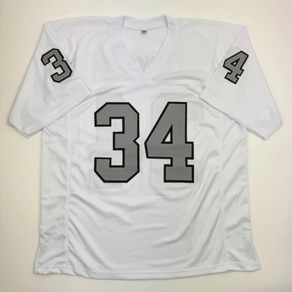 Jackson Oakland White custom signed jersey in Oakland white color with grey 34 and sleeve numbers