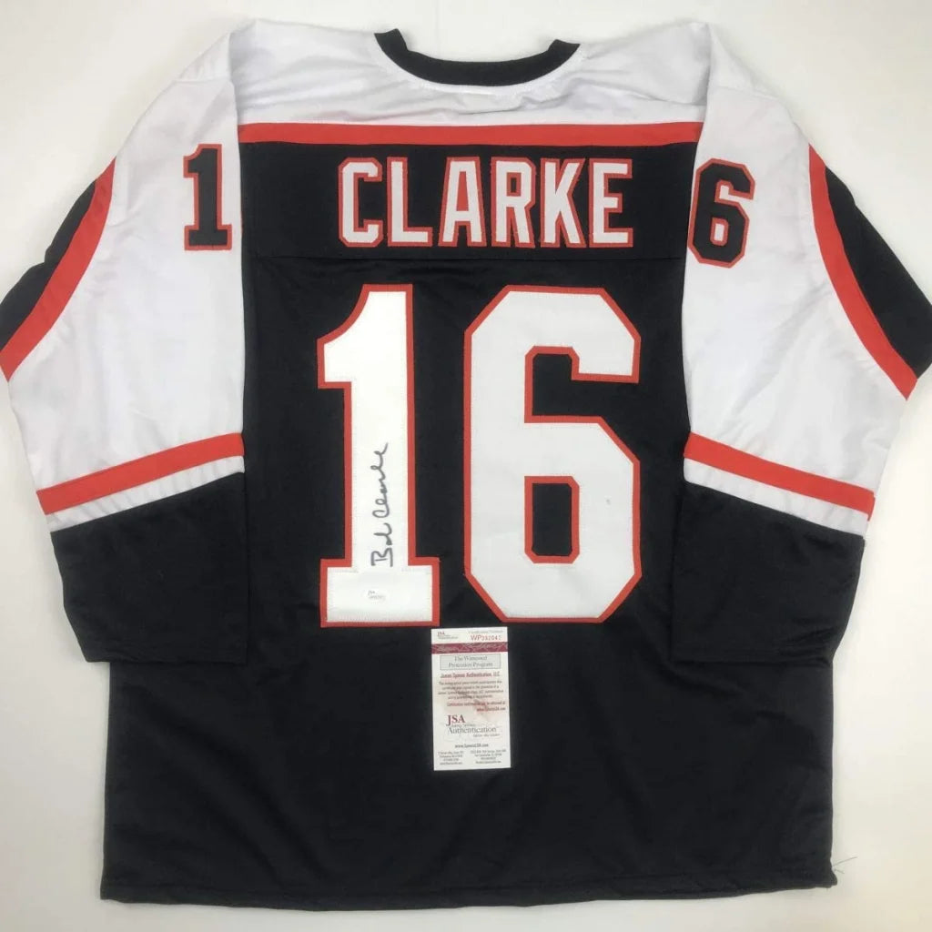 Autographed Bob Clarke Philadelphia Flyers black custom hockey jersey