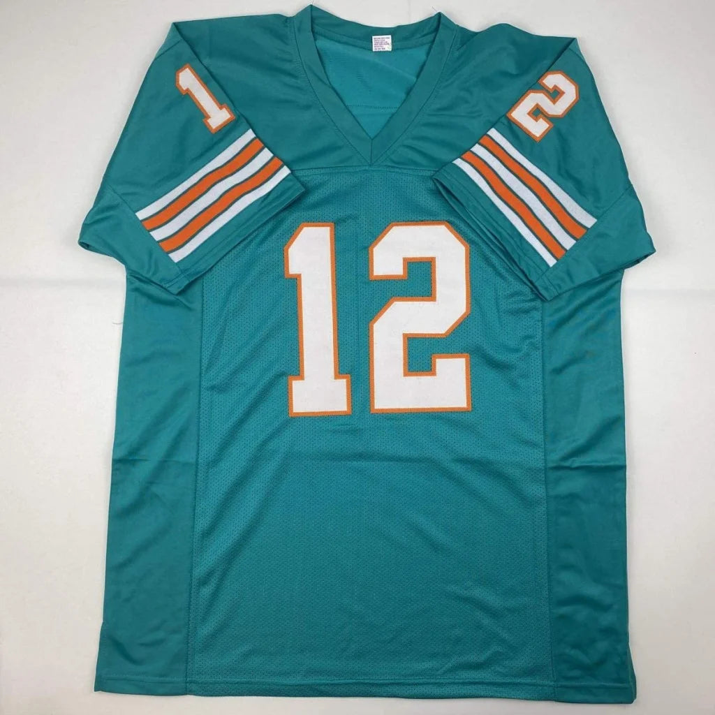Autographed Bob Griese teal Miami Dolphins custom jersey with white number 12