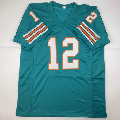 Autographed Bob Griese teal Miami Dolphins custom jersey with white number 12