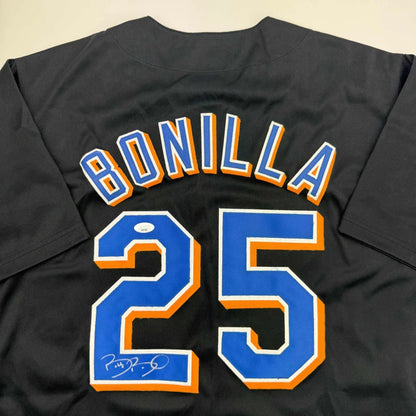 Autographed Bobby Bonilla New York Black Baseball Jersey JSA COA | Certified Authentic Signed Memorabilia | vintageantiquesgifts.com