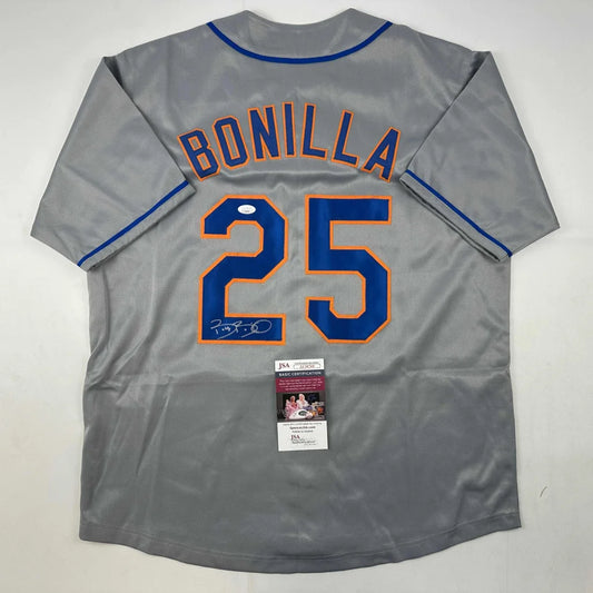 Autographed Bobby Bonilla New York Grey Baseball Jersey JSA COA | Hall of Fame Sports Memorabilia | vintageantiquesgifts.com