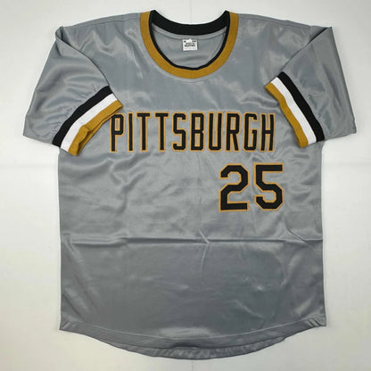 Autographed Bobby Bonilla gray Pittsburgh Pirates custom jersey, number 25