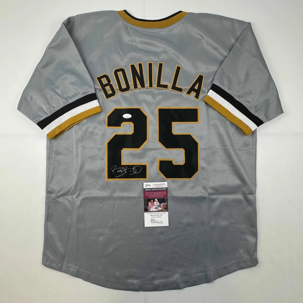 Autographed Bobby Bonilla Pittsburgh gray custom jersey, number 25, JSA COA