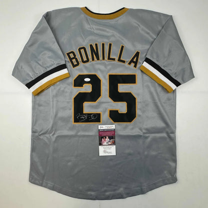 Autographed Bobby Bonilla Pittsburgh gray custom jersey, number 25, JSA COA