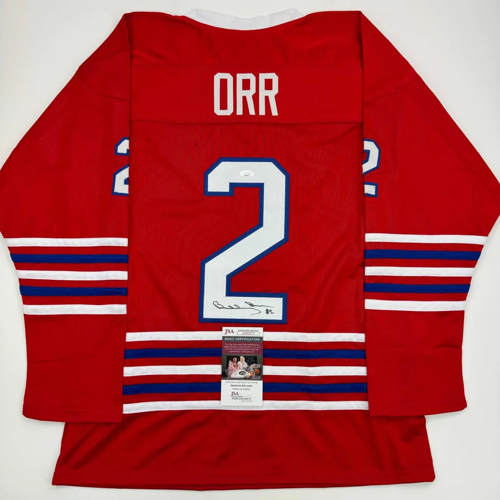 Autographed Bobby Orr Oshawa Red Hockey Jersey JSA COA | Hall of Fame Sports Memorabilia | vintageantiquesgifts.com