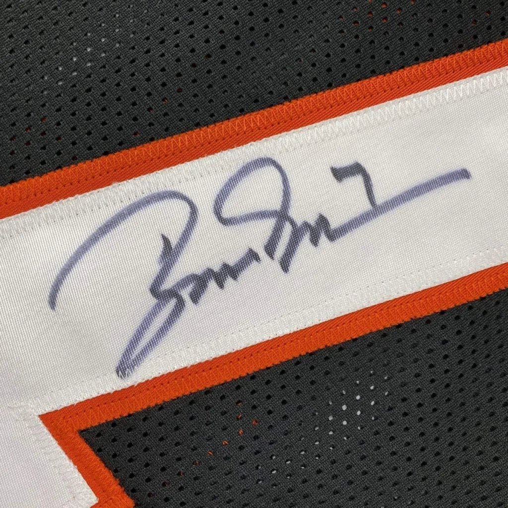 Autographed boomer esiason cincinnati black and orange custom jersey with white signature stripe for professional sports fans