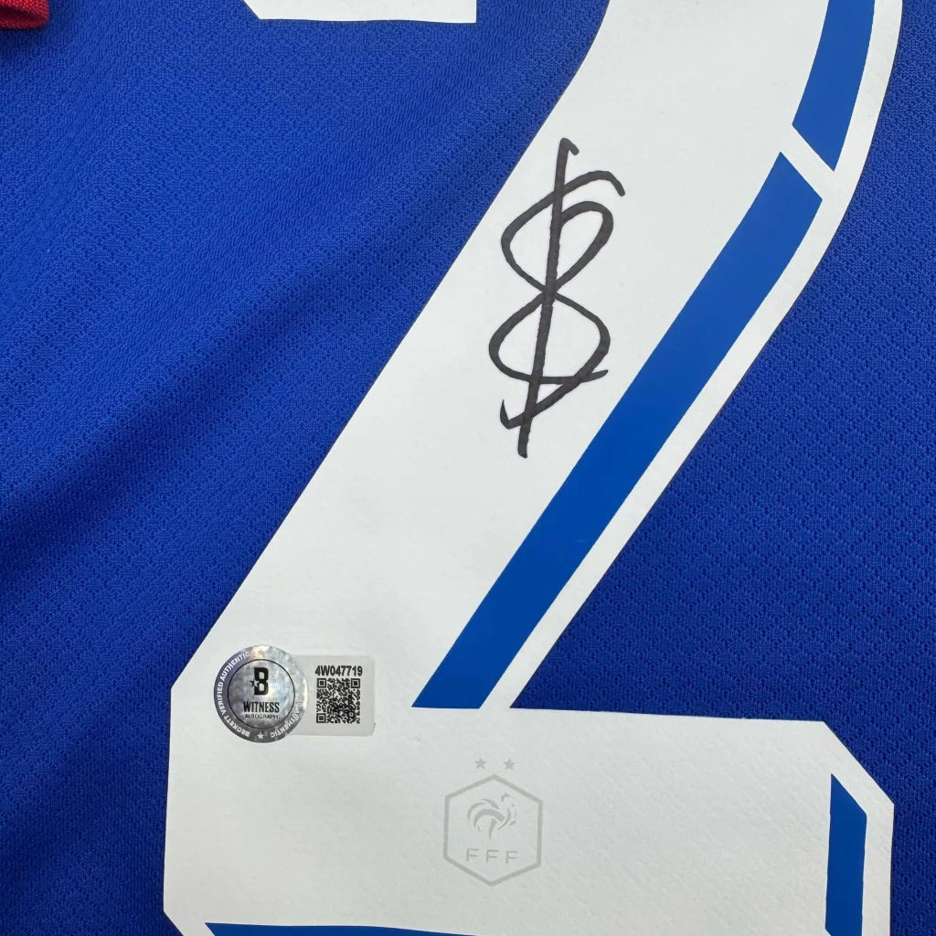 Autographed Bradley Barcola France French National Team Blue Soccer Jersey Beckett BAS COA | Authenticated Signed Sports Jersey | vintageantiquesgifts.com