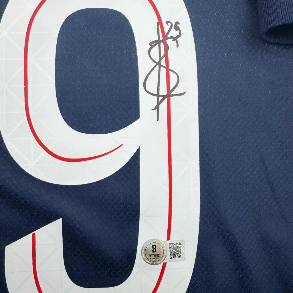 Autographed Bradley Barcola PSG Paris Saint Germain Blue Soccer Futbol Jersey Beckett BAS COA | Authenticated Signed Sports Jersey | vintageantiquesgifts.com