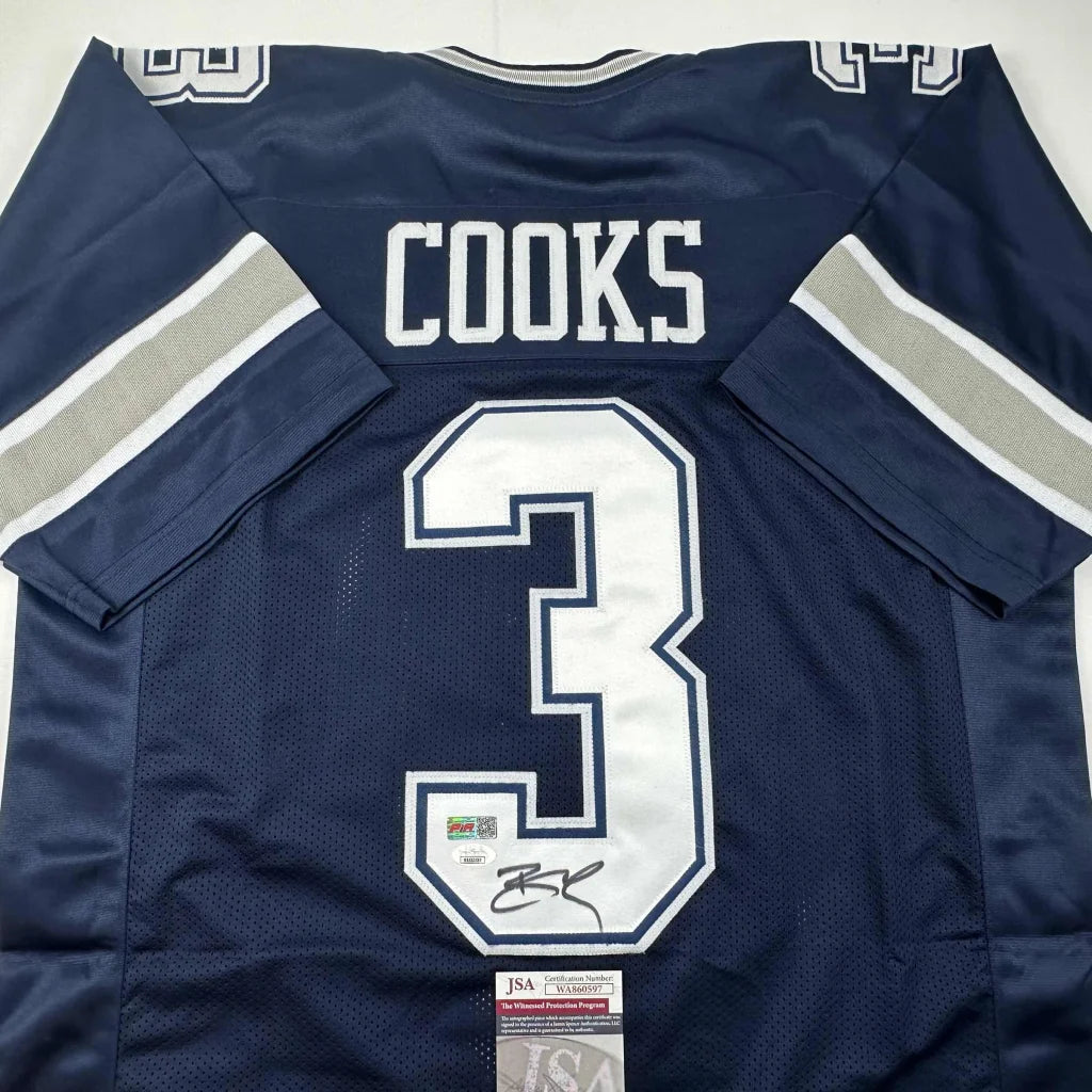 Dark blue Cooks #3 custom jersey with autograph and JSA cert from Professional Sports League