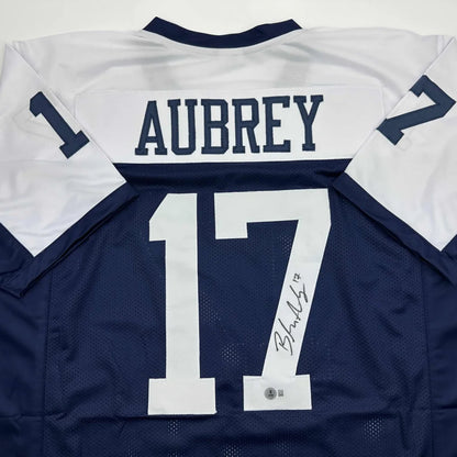 Autographed Brandon Aubrey Dallas Thanksgiving Day Football Jersey Beckett BAS COA | Certified Authentic Signed Memorabilia | vintageantiquesgifts.com