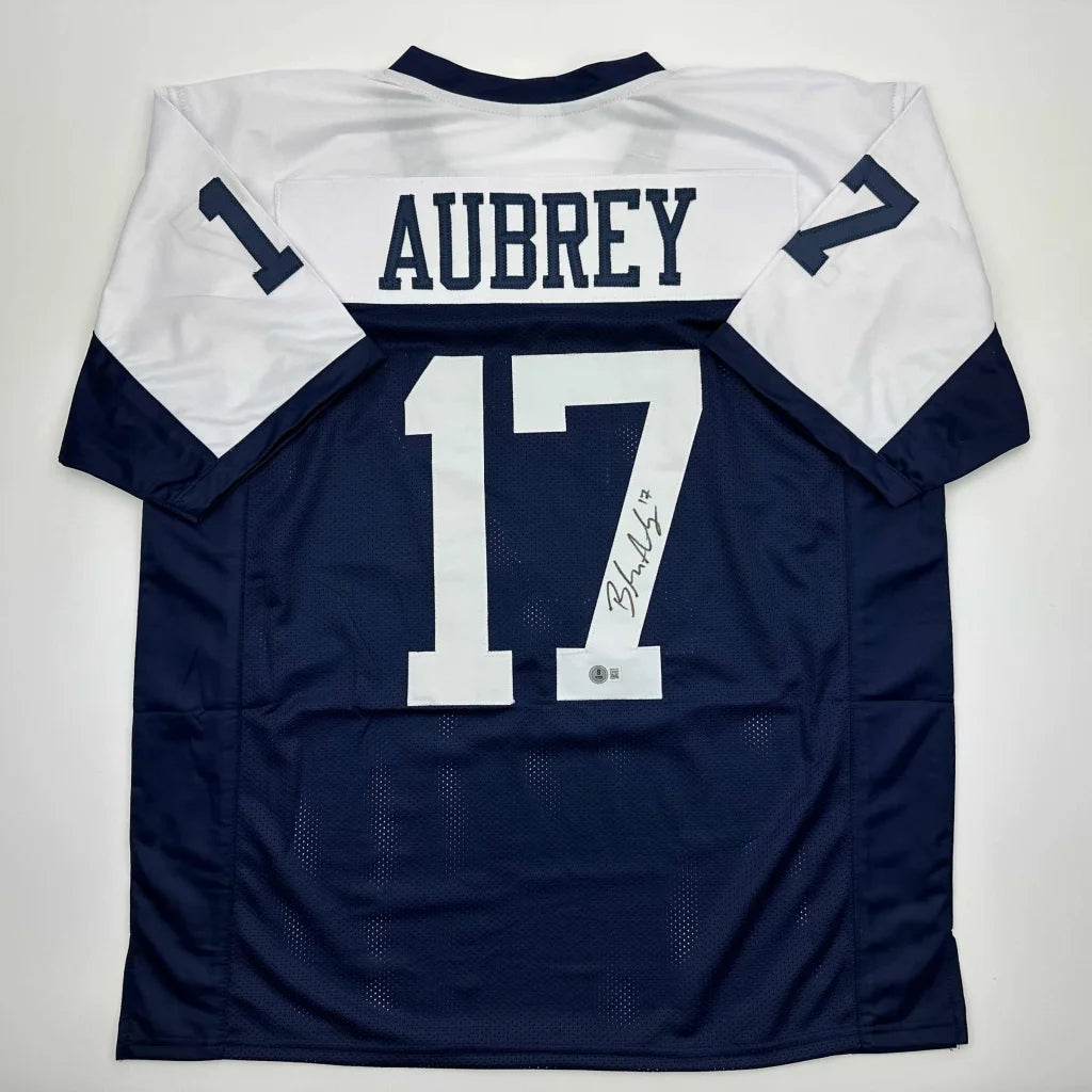 Autographed Brandon Aubrey Dallas Thanksgiving Day Football Jersey Beckett BAS COA | Hall of Fame Sports Memorabilia | vintageantiquesgifts.com