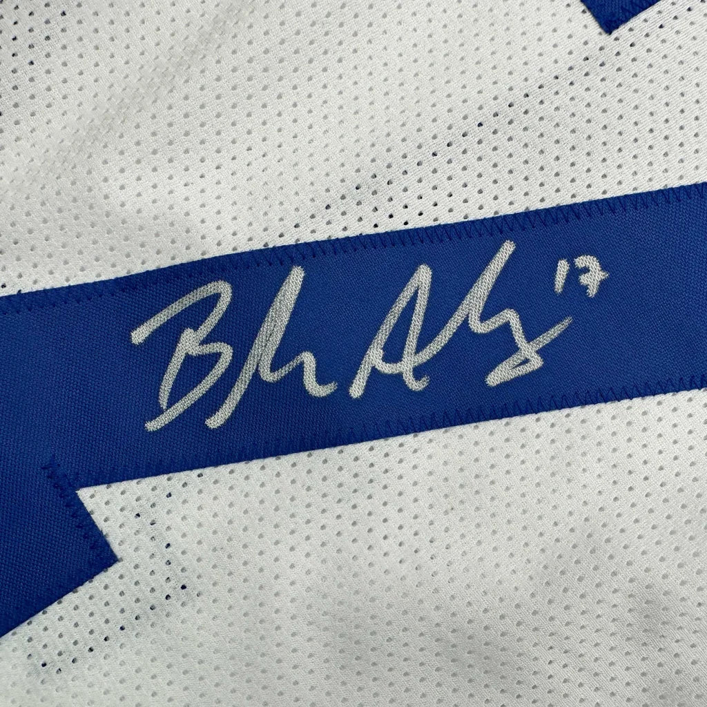 Autographed Brandon Aubrey white mesh Dallas Cowboys jersey with blue stripe, Beckett COA