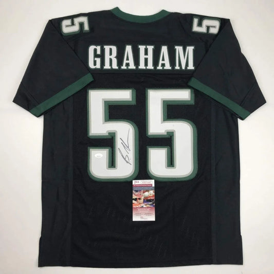 Black custom jersey with GRAHAM 55 signed by pro player for professional sports fans