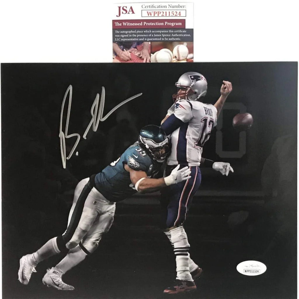 Autographed Brandon Graham Philadelphia Eagles Spotlight Game Winning Strip Sack Fumble vs. Tom Brady Super Bowl LII 52 Champions 8x10 Football Photo JSA COA | Hall of Fame Sports Memorabilia | vintageantiquesgifts.com