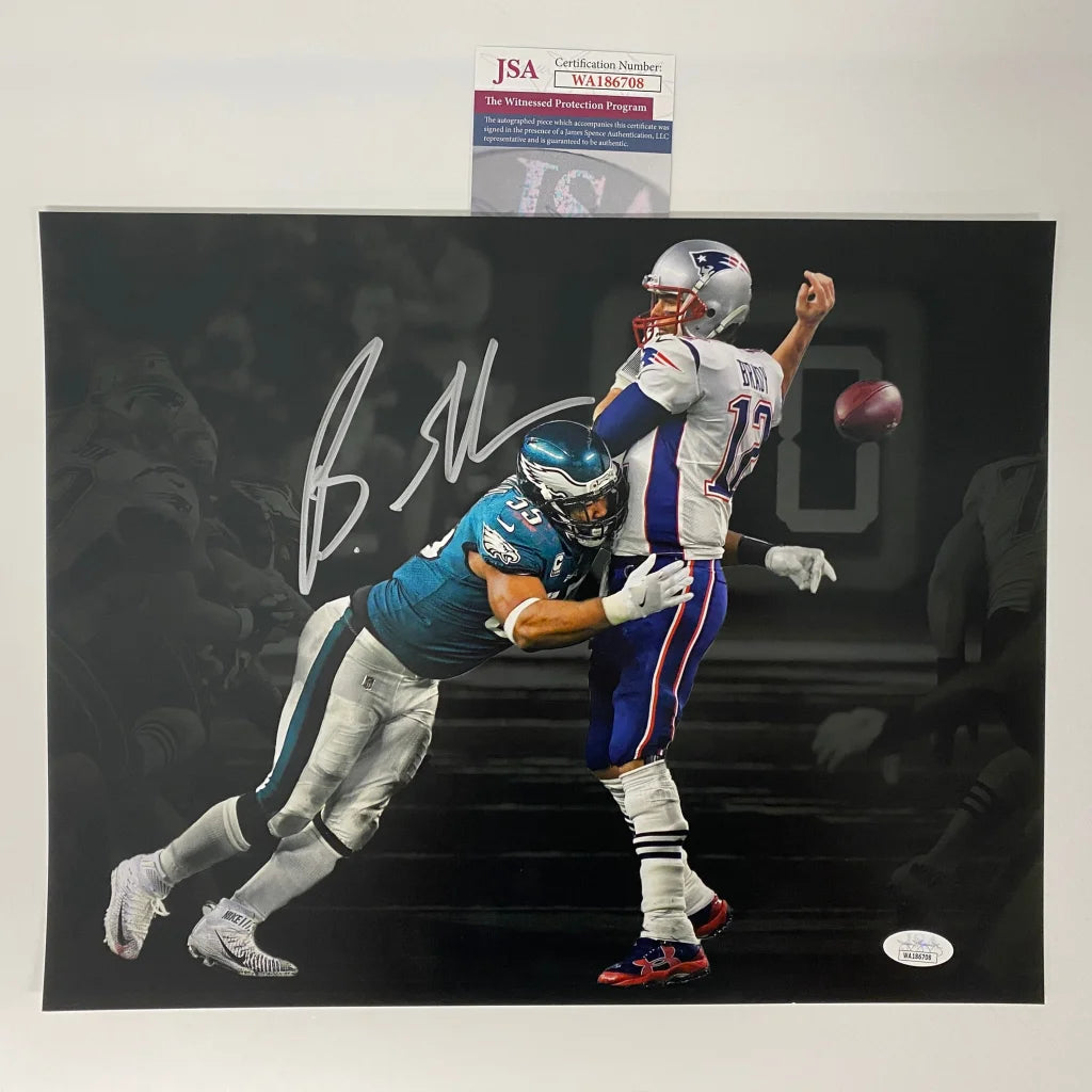 Autographed Brandon Graham Eagles strip sack on Tom Brady Super Bowl LII photo