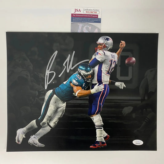 Autographed Brandon Graham Eagles strip sack on Tom Brady Super Bowl LII photo