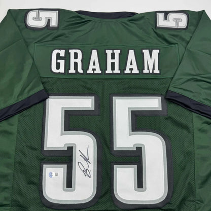 Autographed Brandon Graham Philadelphia Green Football Jersey Beckett BAS COA | Certified Authentic Signed Memorabilia | vintageantiquesgifts.com