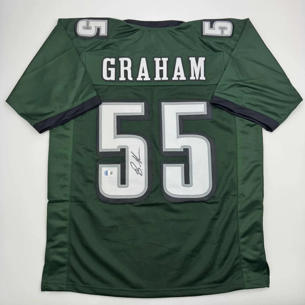 Autographed Brandon Graham Philadelphia Green Football Jersey Beckett BAS COA | Hall of Fame Sports Memorabilia | vintageantiquesgifts.com