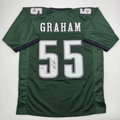 Autographed Brandon Graham Philadelphia Green Football Jersey Beckett BAS COA | Hall of Fame Sports Memorabilia | vintageantiquesgifts.com