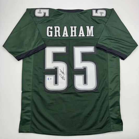 Autographed Brandon Graham Philadelphia Green Football Jersey Beckett BAS COA | Hall of Fame Sports Memorabilia | vintageantiquesgifts.com