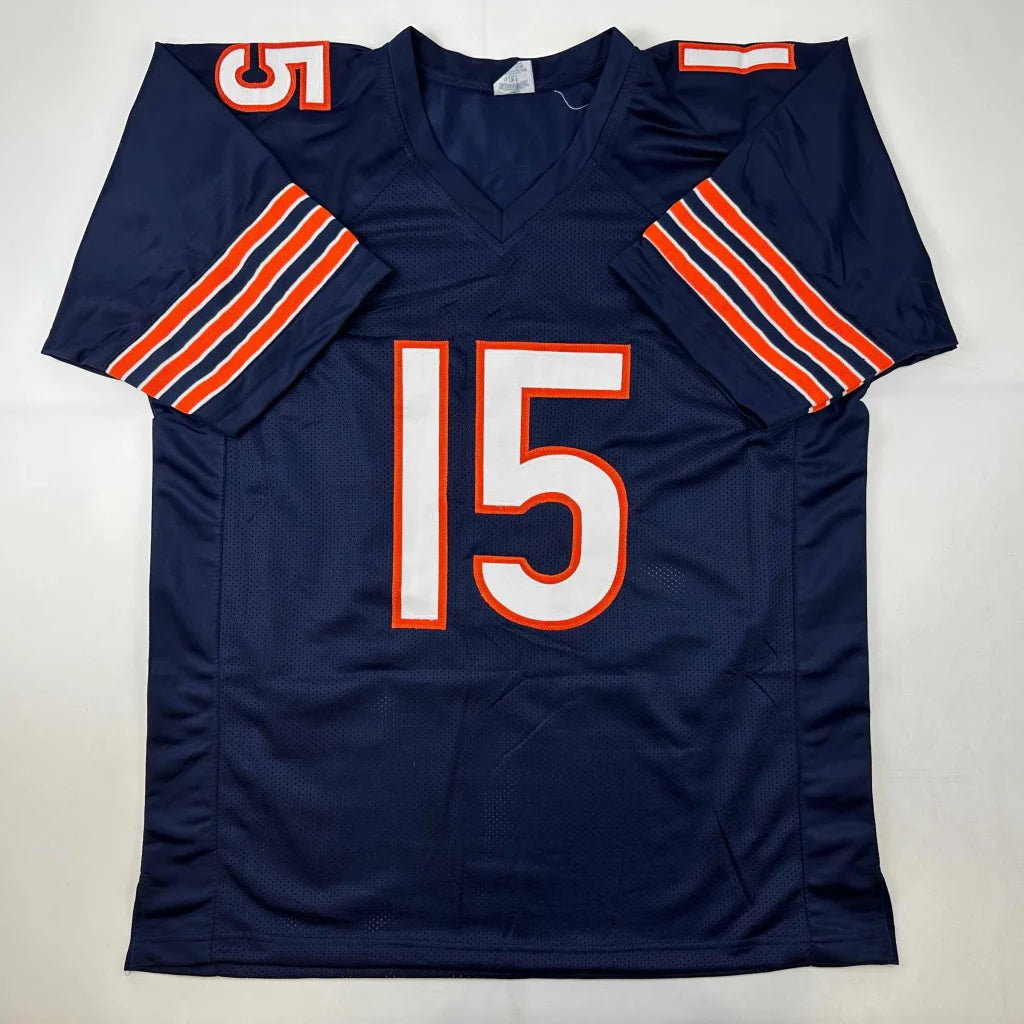 Autographed Brandon Marshall custom Chicago Bears navy blue football jersey