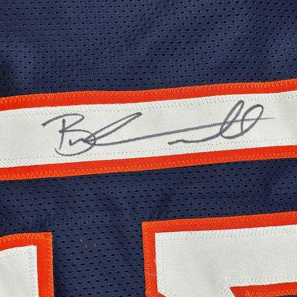 Autographed Brandon Marshall Chicago Bears custom jersey in navy blue mesh with orange trim, Beckett COA