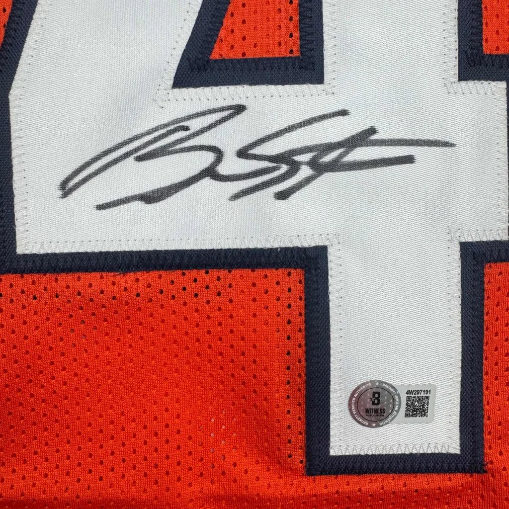 Autographed Brandon Stokley Denver Orange Football Jersey Beckett BAS COA | Authenticated Signed Sports Jersey | vintageantiquesgifts.com