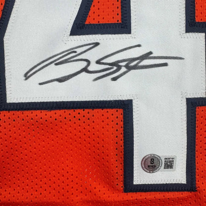 Autographed Brandon Stokley Denver Orange Football Jersey Beckett BAS COA | Authenticated Signed Sports Jersey | vintageantiquesgifts.com