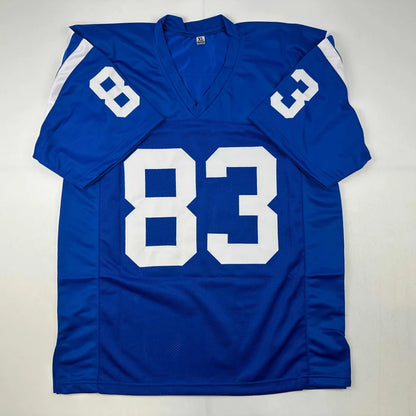 Blue football jersey with white 83 number from Custom Jersey STOKLEY 83 Autographed for professional sports fans