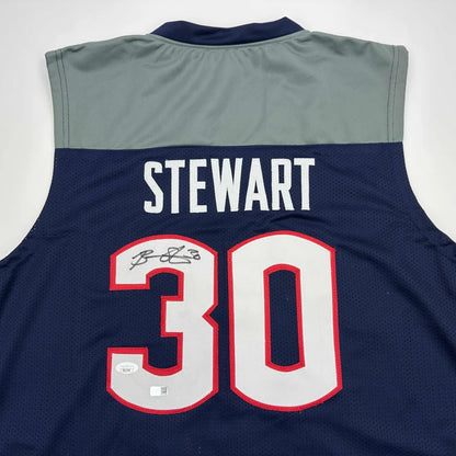 Autographed Breanna Stewart UConn Connecticut Blue College Basketball Jersey JSA COA | Certified Authentic Signed Memorabilia | vintageantiquesgifts.com